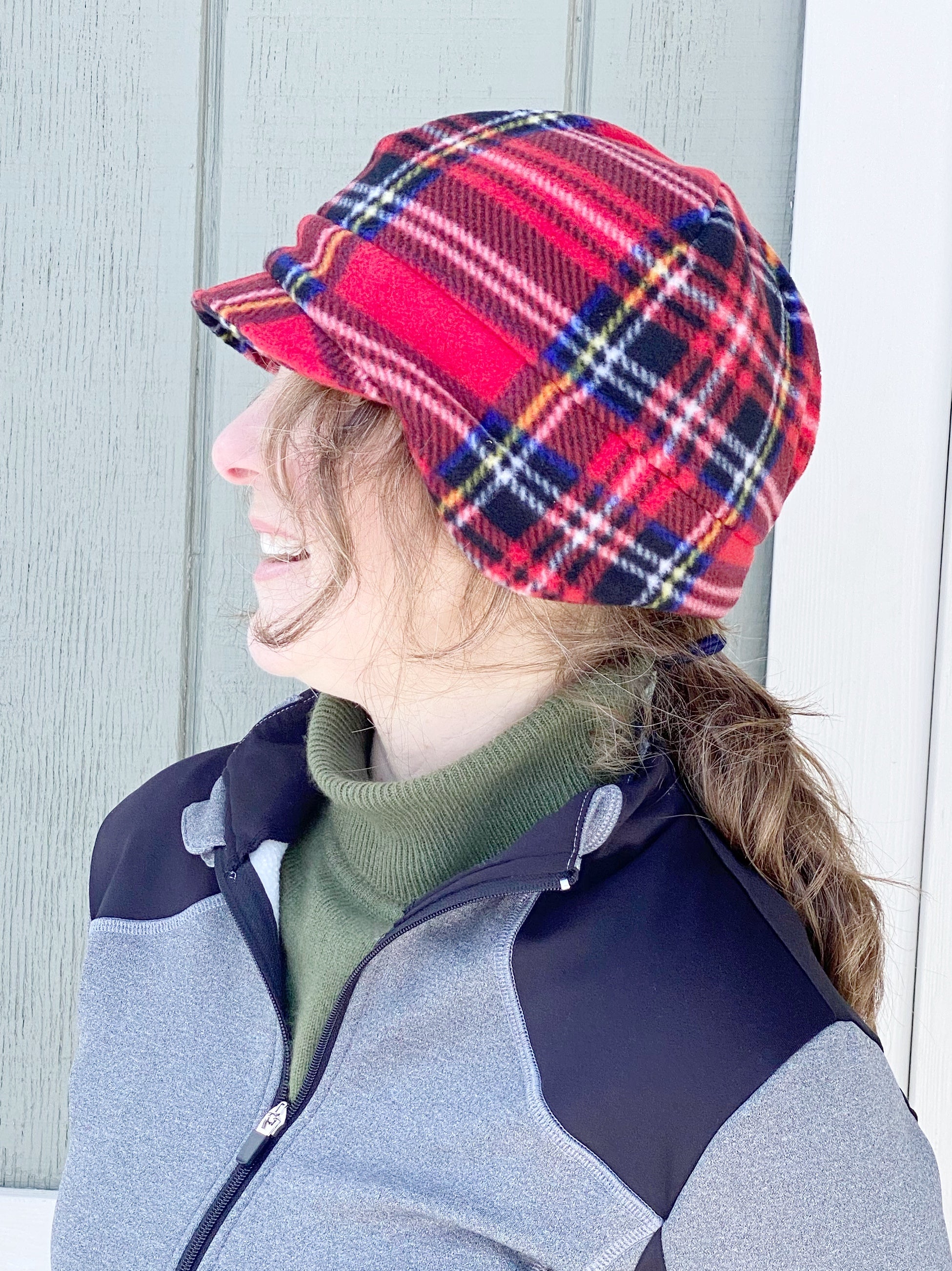 Red Stewart Plaid Winter Earflap be – Bound Hat to for Creative Adults Beanie