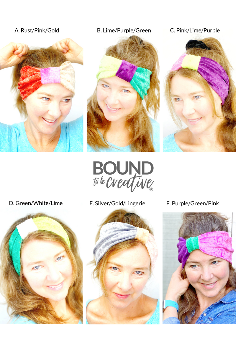Color Block Relaxing Velvet Stretch Headband for Women