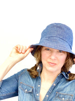 Madras Fabric Beach Hat for Women, Sun Hat, Denim Bucket Hat, Lightweight Summer Hat