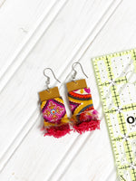 NEW! Corduroy and Leather Earrings, Upcycled Earrings for Women, Gift for Her