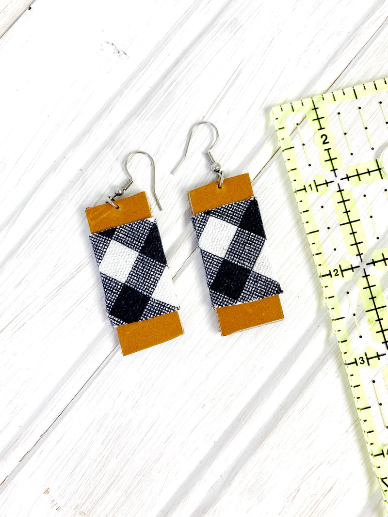 NEW! Leather Black and White Earrings, Upcycled Earrings for Women, Minimalist Accessories