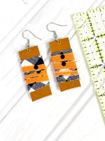 NEW! Halloween Leather Black and Orange Earrings, Upcycled Earrings for Women, Minimalist Accessories
