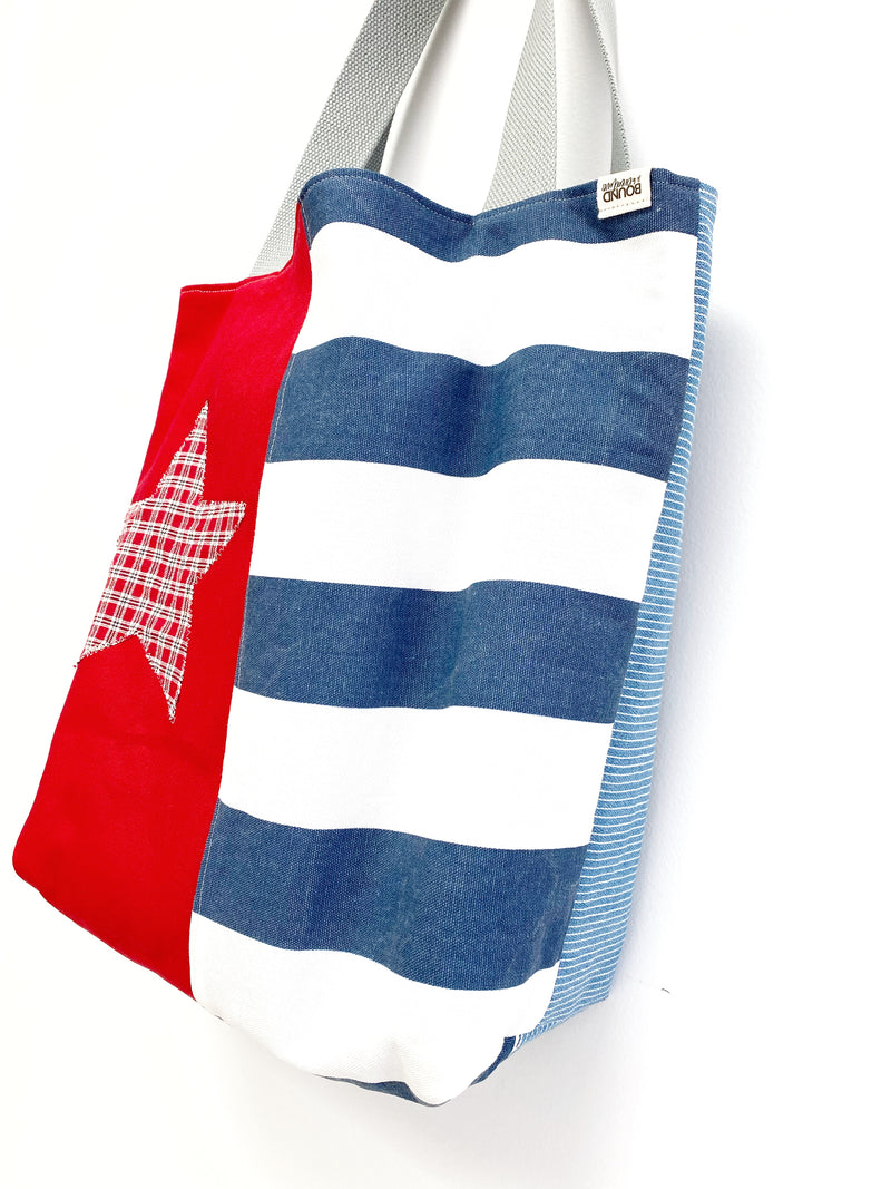 Reusable Grocery Bag, The Perfect Market Bag, Nautical Bag, Eco-Friendly, Festival Bag, B17