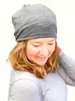 Purple Subtle Stripes Lightweight Beanie Hat for Women, Stretch Jersey Hat, Soft Cotton Beanie Small, S201