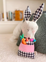 Creative Cuddles, Black and White Checker Bunny Animal for Kids, Children's Sensory Stuffed Animal, Upcycled Stuffed Animal for Kids