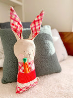 Creative Cuddles, Pink Diagonal Fabric Bunny Animal for Kids, Children's Sensory Stuffed Animal, Upcycled Stuffed Animal for Kids