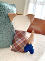 Creative Cuddles, Brown Plaid Fox Animal for Kids, Children's Sensory Stuffed Animal, Upcycled Stuffed Fox for Kids