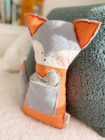 Creative Cuddles, Orange with Silver Dots Fox Animal for Kids, Children's Sensory Stuffed Animal, Upcycled Stuffed Fox for Kids