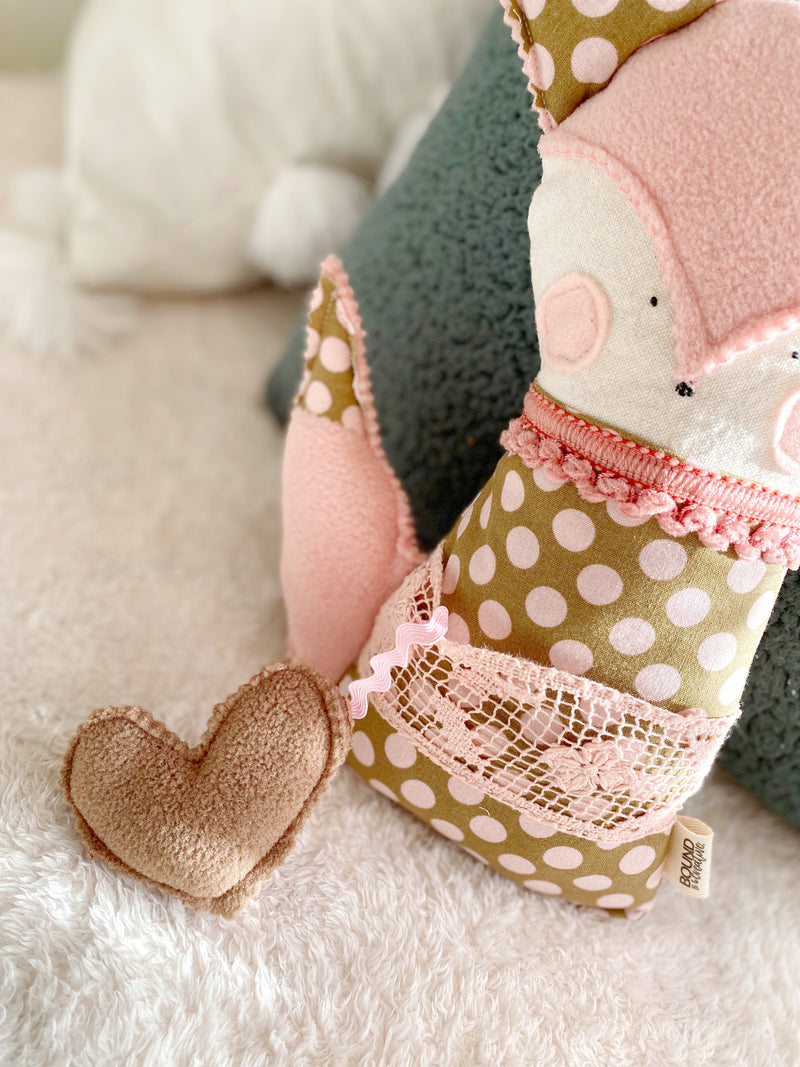 Creative Cuddles, Large Pink Dots Dots Fox Animal for Kids, Children's Sensory Stuffed Animal, Upcycled Stuffed Fox for Kids