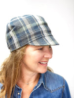 Women's Hat for Fall, Sister Newsboy Hat, Flannel and Corduroy Hat, Reversible