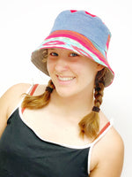 Small Cute Patchwork Bucket Hat with Grey with White Polka Dots, Ready to Ship