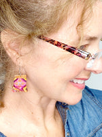 NEW! Small Corduroy and Leather Earrings, Upcycled Earrings for Women, Gift for Her