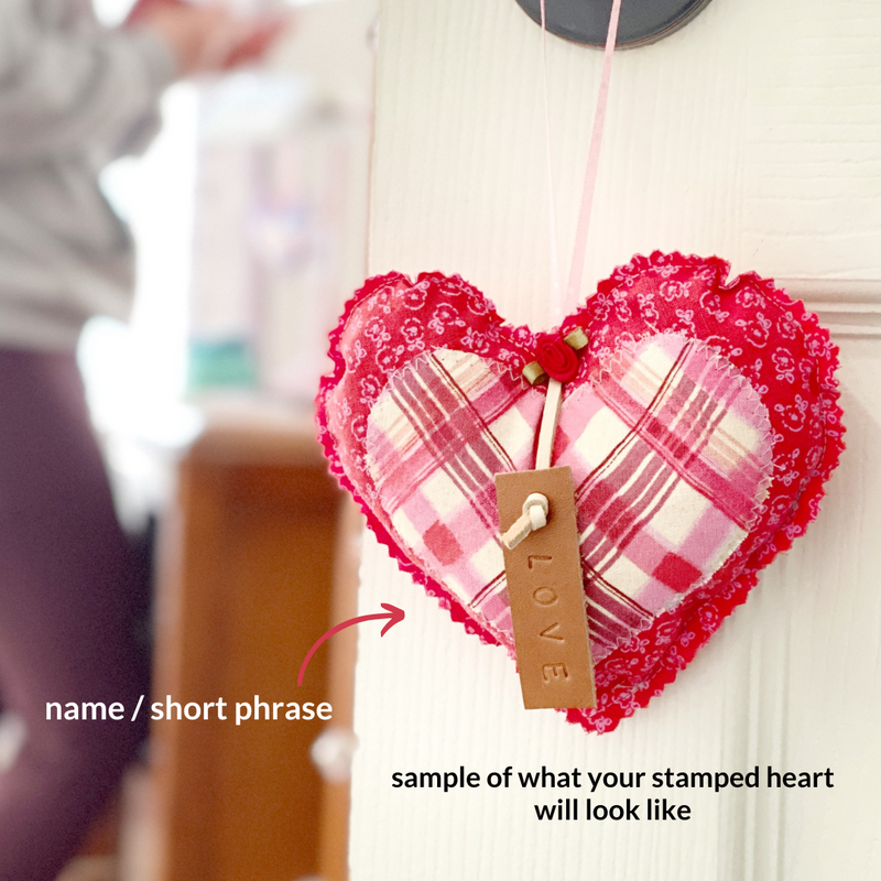Customize with Your Own Wording, Leather Stamped Valentine Heart, Individual, SH15