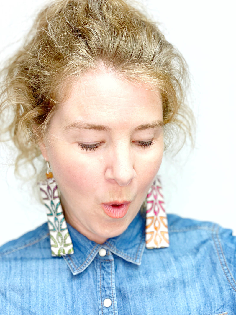 Large Colorful Fabric Earrings