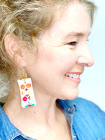 Handmade Earrings, Floral Embroider Colorful Earrings