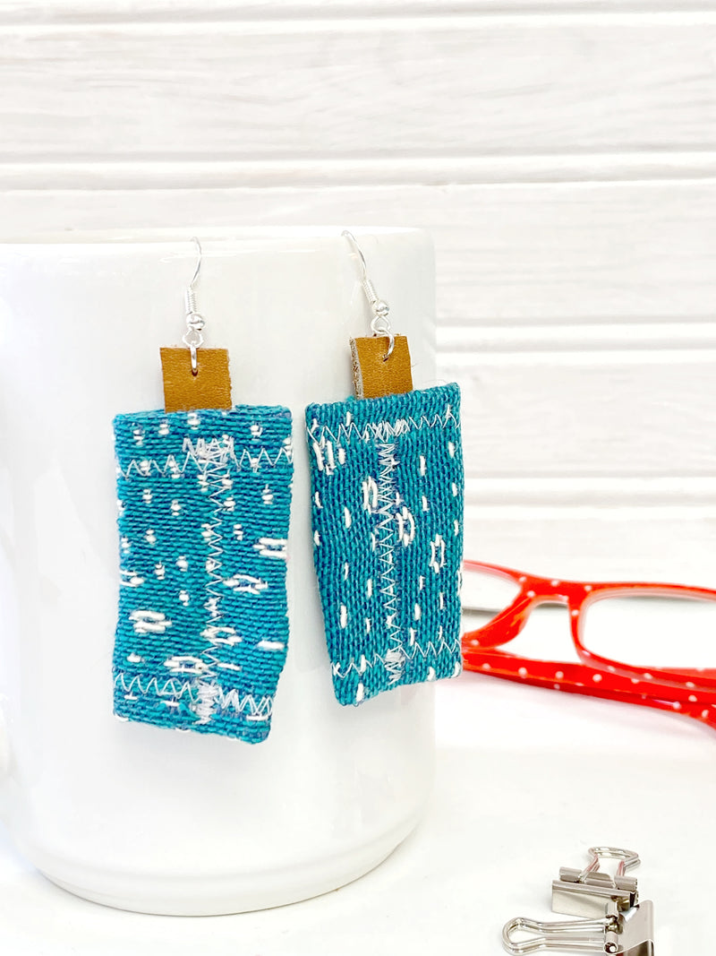 Small Turquoise Earrings, Dotted