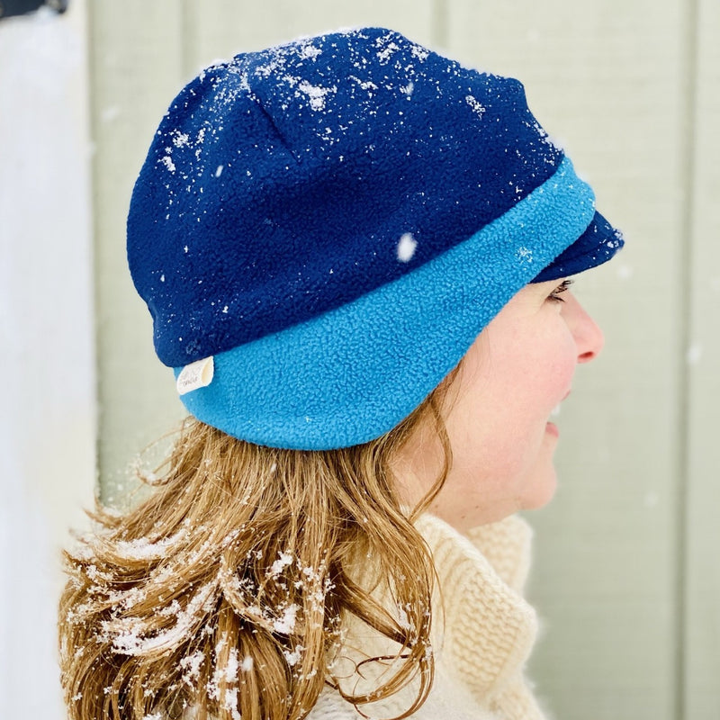 earflap warm winter hat blue