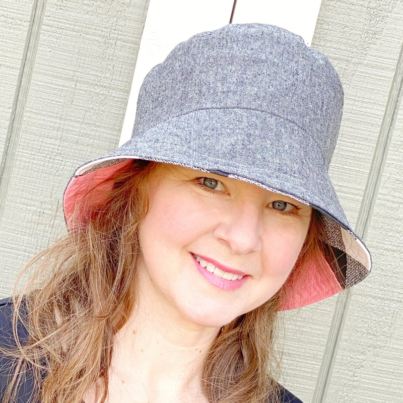 linen blend grey hat for ladies