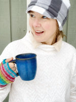 Anti-pill Fleece Winter Hat for Women, Winter Hat, Earflap Beanie for Women, Grey and White Buffalo Plaid