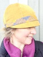 Patchwork Cap for Women, Women's Mustard Cloche Hat, Black and Grey Hat