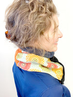Cowl Neck Warmer for Women, Toggle Scarf, Patchwork Scarf, One of a Kind, Upcylced Fashion