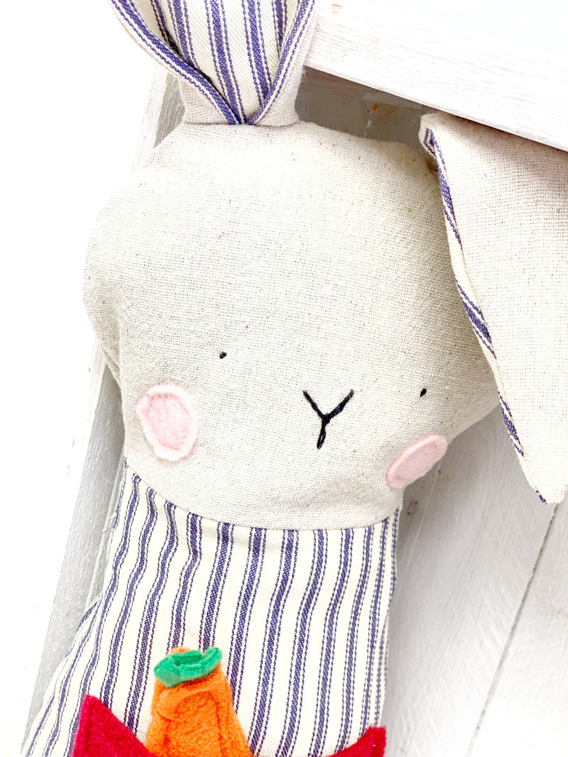 Creative Cuddles, Primitive Bunny Home Decor, Children's Sensory Stuffed Animal, Upcycled Stuffed Animal for Kids