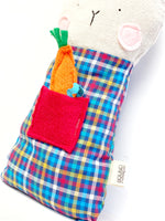 Creative Cuddles, Blue Plaid Bunny Animal for Kids, Children's Sensory Stuffed Animal, Upcycled Stuffed Animal for Kids