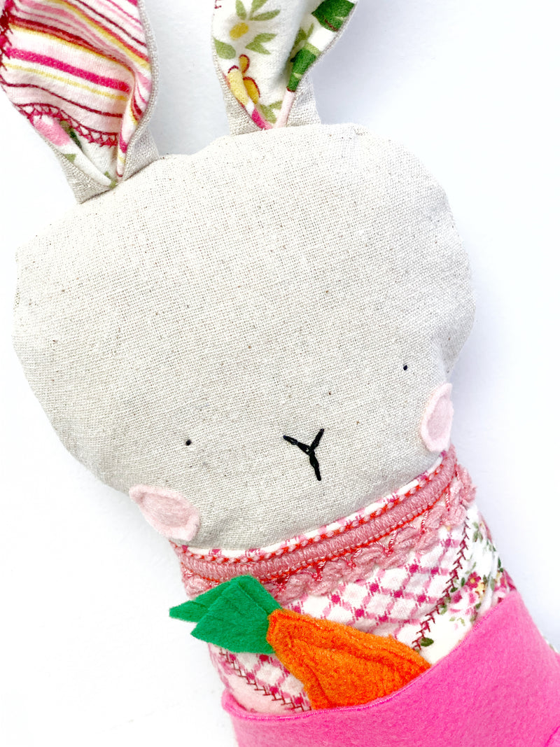 Creative Cuddles, Pink Bunny Animal for Kids, Children's Sensory Stuffed Animal, Upcycled Stuffed Animal for Kids