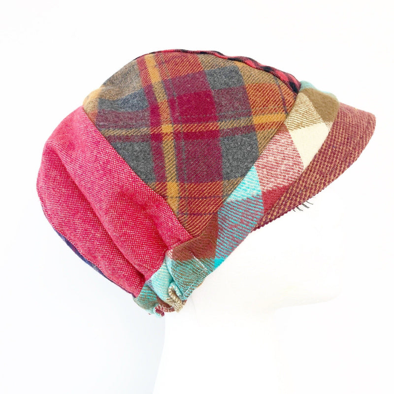 warm toned patchwork hat